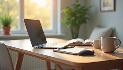Fototapeta premium Laptop on the table. AI Generated