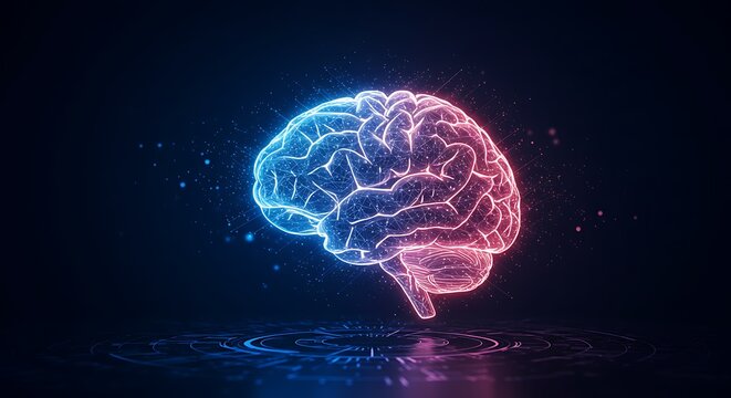 elegant modern detailed professional high quality Glowing Neon Brain Concept Design - Powered by Adobe