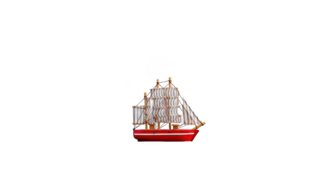 A detailed illustration of a red sailing ship isolated on transparent background