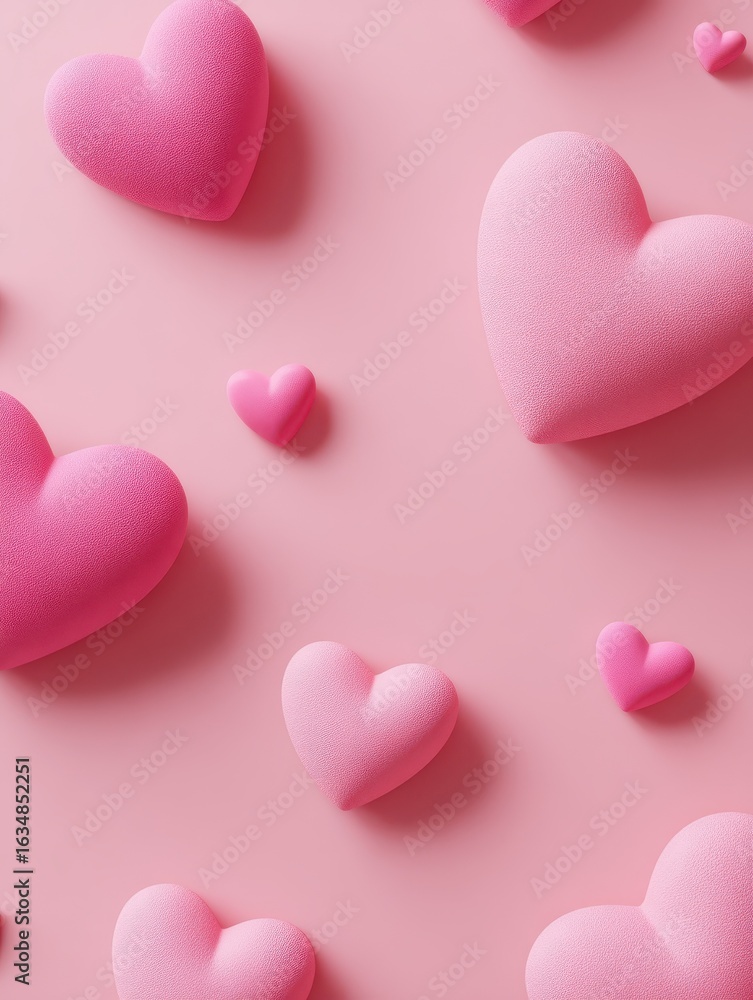 Poster valentines day background featuring pink hearts on a pastel pink backdrop a simple yet elegant flat 
