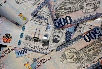 Five hundred Saudi riyals background of five hundred - Saudi money