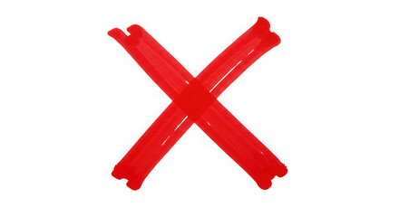 Fototapeta premium Bold red cross marker stroke isolated on a transparent background symbol