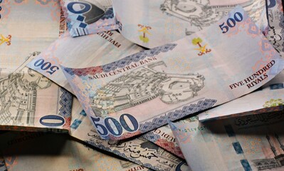 Five hundred Saudi riyals background of five hundred - Saudi money