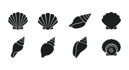 modern detailed professional high quality Black and White Silhouette Style Seashells
