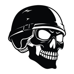 Skull in a military army helmet vector illustration