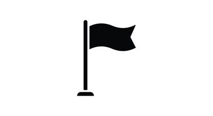 detailed professional high quality Simple Black Flag Icon on a Flagpole silhouette