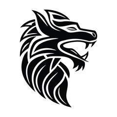 Stylized tribal wolf head graphic design