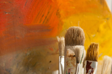 Artist's palette. Abstract art background. Rough brushstroke texture. Art palette
