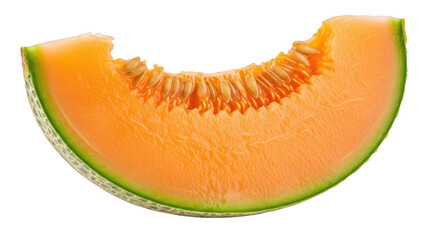 Slice of cantaloupe melon isolated on transparent background