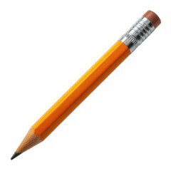 Sharpened orange pencil with eraser isolated on transparent background