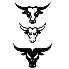 Vector silhouette illustration of a wild stag's head with majestic antlers