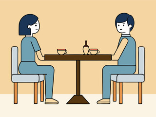 Couple Sitting at Cafe Table
