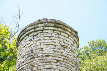 Stone overflow tower at Cove Spring Park in Frankfort, Kentucky.