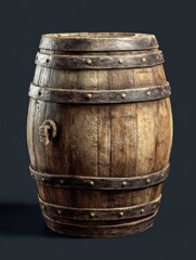 Fototapeta premium aged wooden barrel rustic charm and timeless appeal a weathered oak barrel bound with iron hoops stands as a symbol of tradition and craftsmanship perfect for projects related to winemaking
