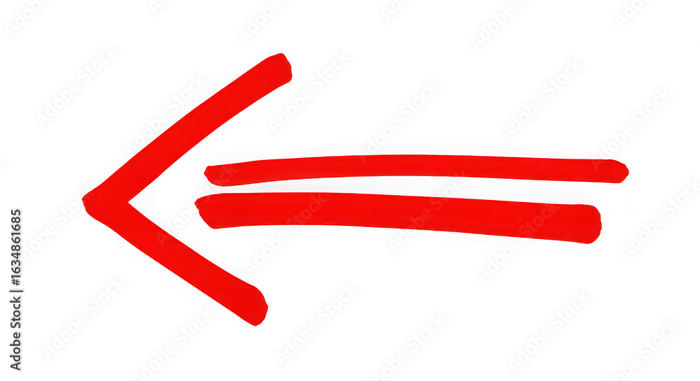 Poster red arrow symbol with double lines isolated on a transparent background direction left