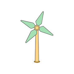 Fototapeta premium A simple stylized wind turbine on a light background illustrating renewable energy generation