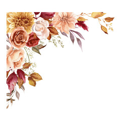 Elegant autumn floral arrangement in corner on black background