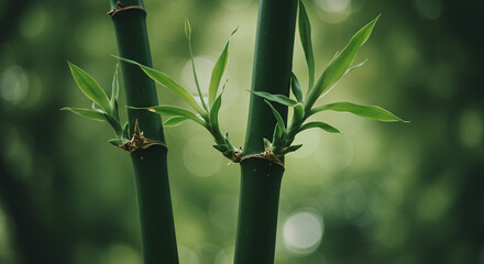 Twin Bamboo Stems in Tranquility