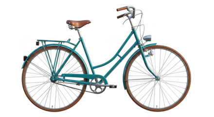 Teal vintage bicycle isolated on transparent background