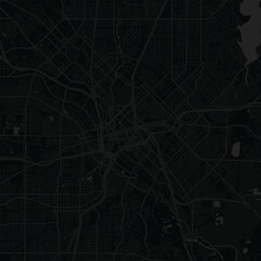 Dallas City Map Art Print Sleek urban grid wall decor featuring refined monochrome blueprint styles in Black and Gray tones.                                                        