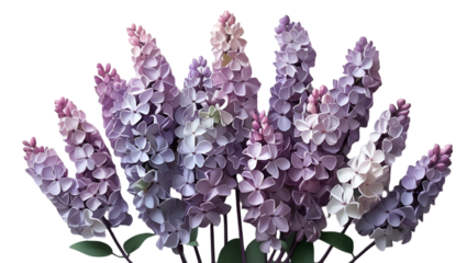 Single lilac bloom cluster isolated on white background