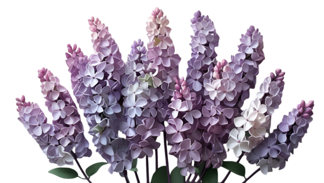Single lilac bloom cluster isolated on white background