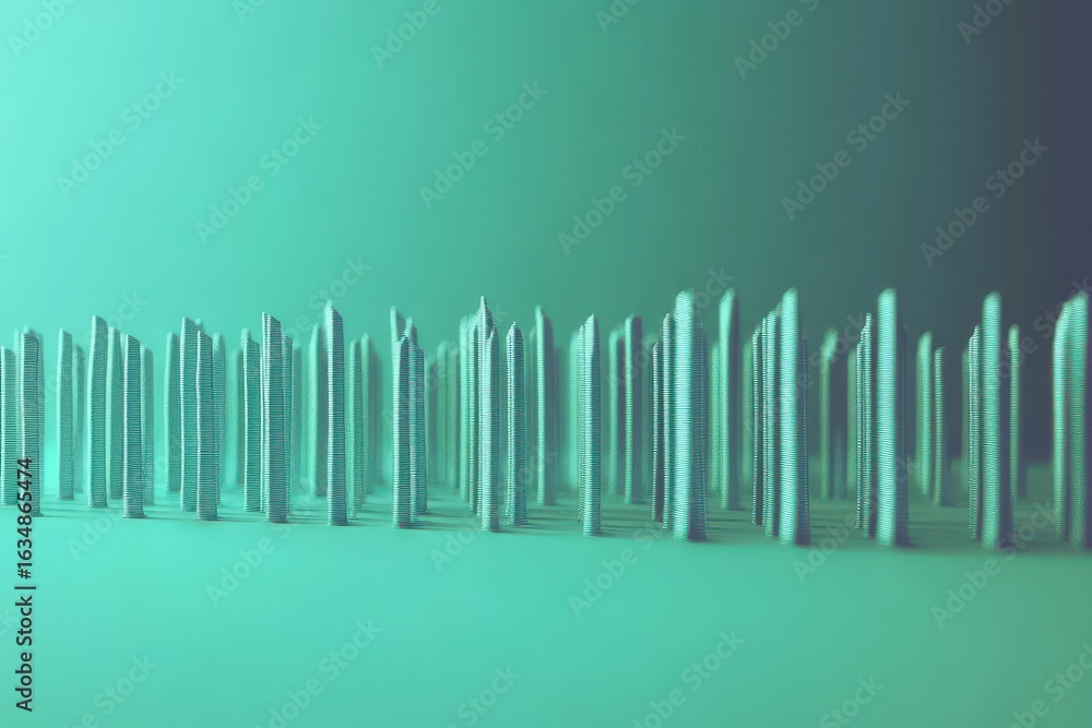 Aufkleber animating sound waves with frequency on a green backdrop, animating sound waves and frequency on gre