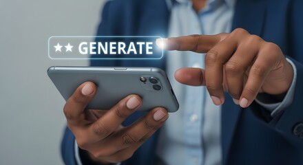 Using generate button on mobile phone for ai content creation and automation services now trending