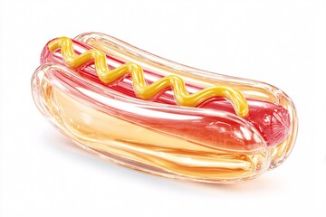 Delicious appetizing hotdog. Exotic food. Image for designers, marketers and IT. Popular illustration, object. Sphere of trade, economy, sales.