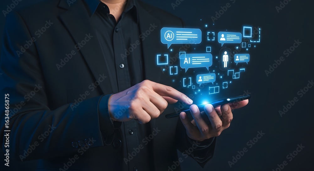 Aufkleber ai chatbot on mobile phone concept artificial intelligence digital technology automation ai