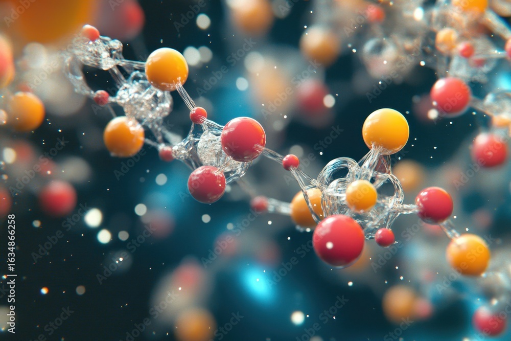 Poster exploration of an abstract molecular network with vibrant colors and intricate structures, 4k abstra