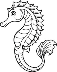 Naklejka premium Seahorse t shirt design silhouette and vector line art, Detailed Line Art for Relaxation and Stress Relief, Ideal for Adult Coloring Books or Printable Art Therapy Projects