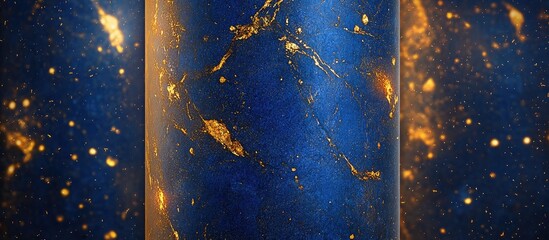 Lapis Lazuli Column with Golden Veins Amidst Floating Cosmic Embers