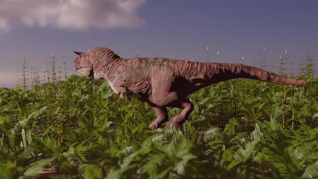Walking Carnotaurus Through Primeval Ferns