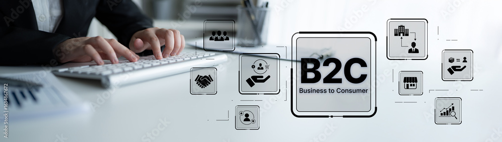 Poster b2c strategy focus on delivery products directly to consumer. successful b2c model enhance consumer 