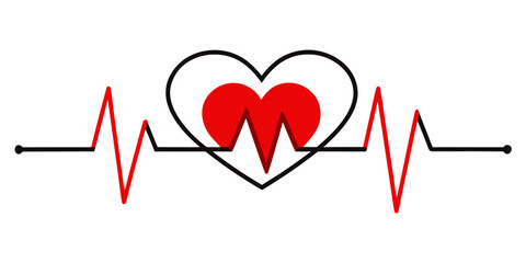 heart rate pulse graph. heartbeat line symbol. ECG, EKG test report. isolated on white background