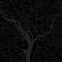 Washington D.C. City Map Art Print Sleek Modern Monochrome Street Grid Wall Decor in Black and Gray featuring Refined Linework and Urban Blueprint Aesthetic Designs                