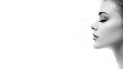 Elegant monochrome portrait of a woman in profile for beauty and fashion concepts
