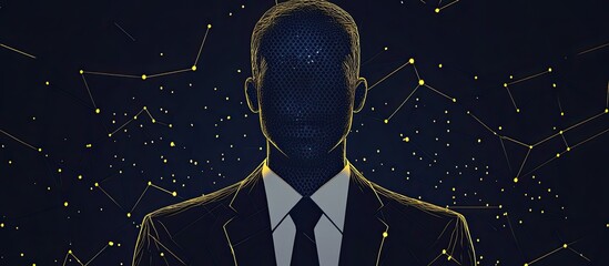 Anonymous Executive: A Faceless Figure in a Glowing Digital Constellation