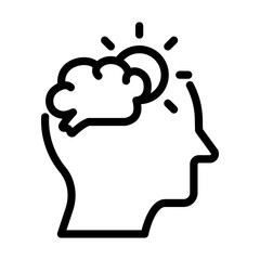 Outline Minimalist Brain with Light Bulb Idea Creativity Symbol Icon