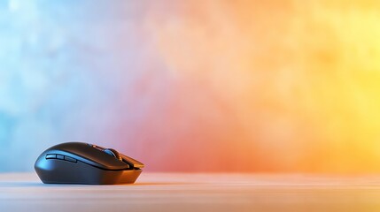Ergonomic wireless computer mouse on modern gradient background for productivity