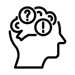Line Art Head Profile Question Mark and Exclamation Insight Icon