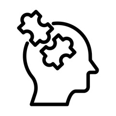 Outline Simple Style Brain Gear Mechanism Thinking Process Icon Element
