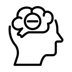 Outline Minimalist Head with Cloud and Minus Symbol Shape Icon