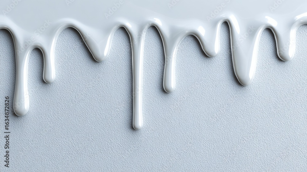 Poster dripping gloss texture on a clean wall with a blank upper third for artistic potential