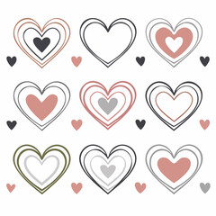 Herz-Symbol-Set &ndash; handgezeichnete intensive rote Herzen in abstrakter Vektoroptik