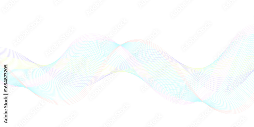 Poster stylized digital equalizer design: a complex abstract composition of colorful wave elements, smooth 