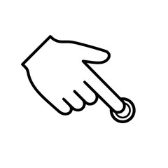 A simple icon vector illustration depicting a finger tapping on a screen, ideal for user interfaces, web design, and mobile app interactions.