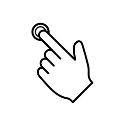 A simple icon vector illustration depicting a finger tapping on a screen, ideal for user interfaces, web design, and mobile app interactions.