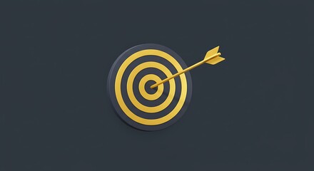 Bullseye Target with Yellow Arrow on Dark Background